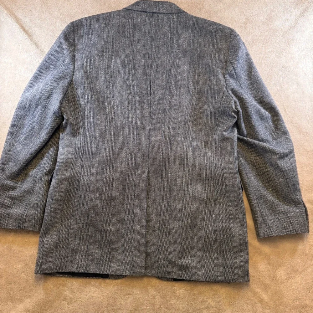 Haggar Wool Herringbone Gentlemen's‎ Fit Blazer Sport Coat Blue Ivy Prep Sz 42L